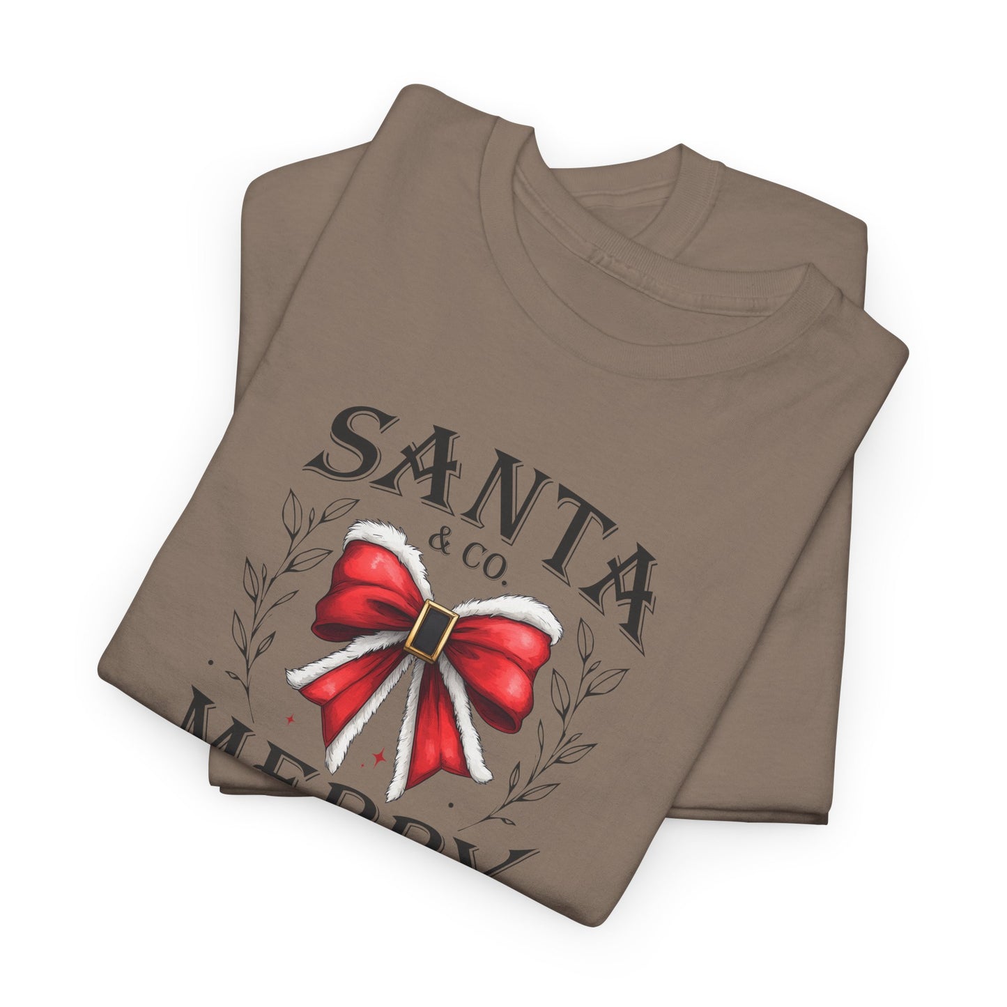 Christmas Santa And Co Merry Holiday Season Unisex Tee Shirt, Christmas Bow Crewneck Winter Party Outfit