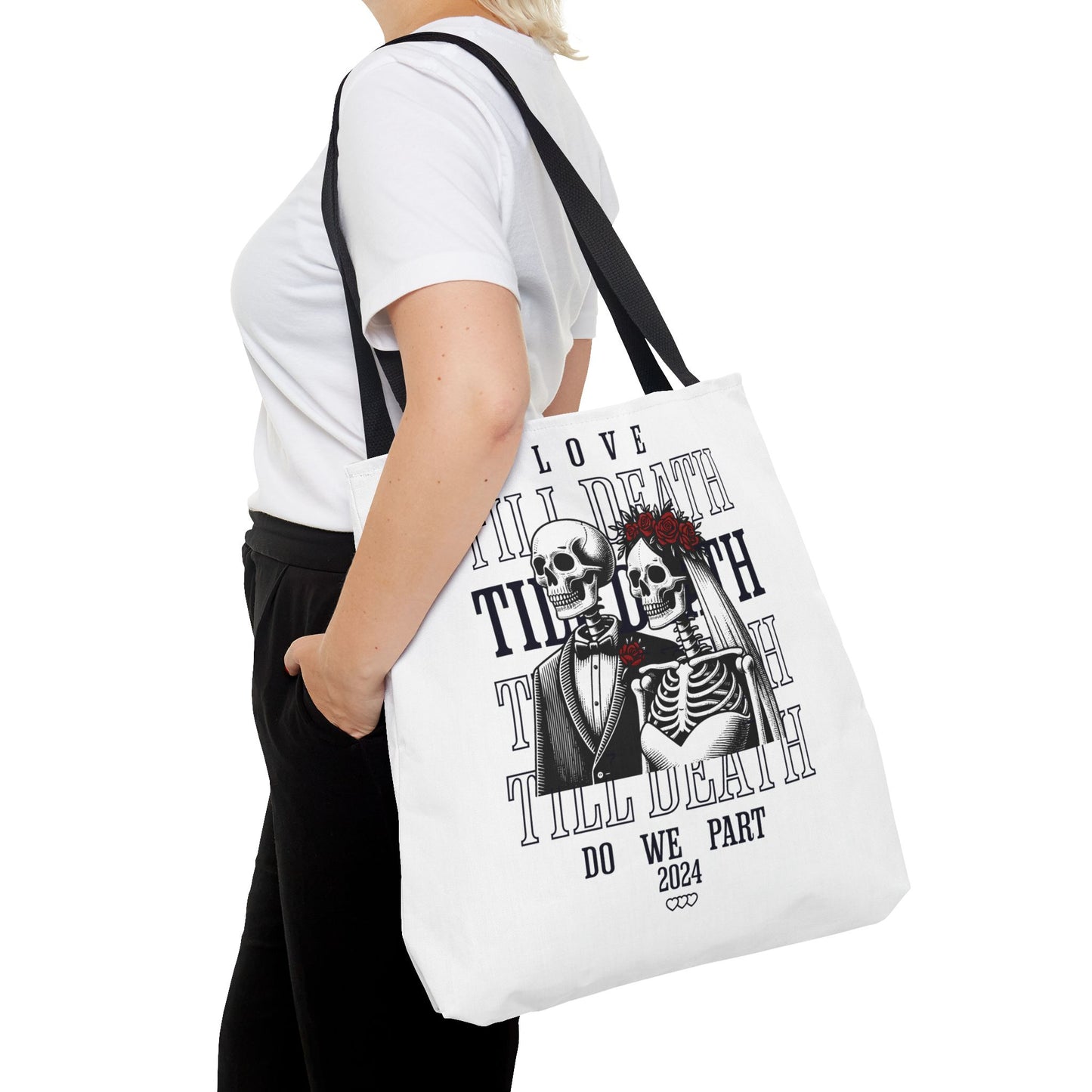 Till Death Do We Part Skeleton Bride and Groom Wedding Tote Bag