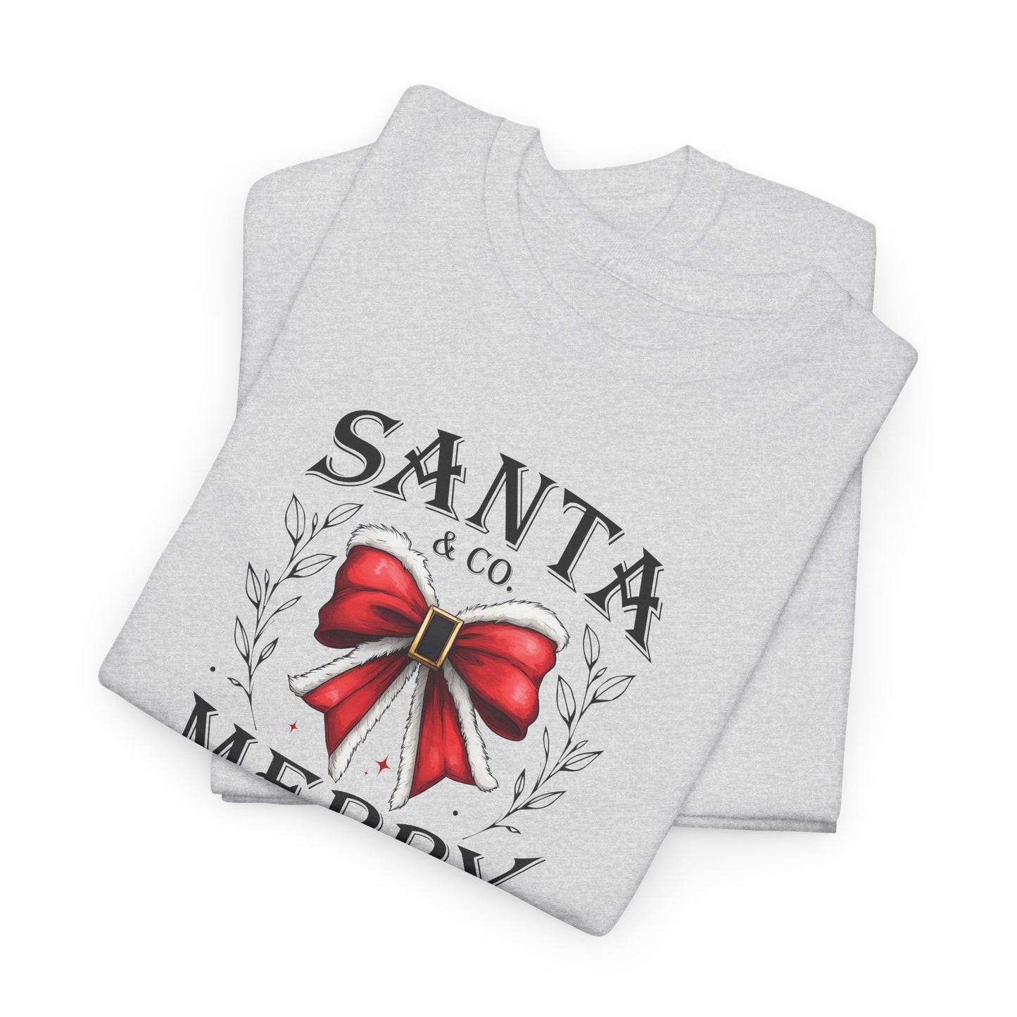 Christmas Santa And Co Merry Holiday Season Unisex Tee Shirt, Christmas Bow Crewneck Winter Party Outfit