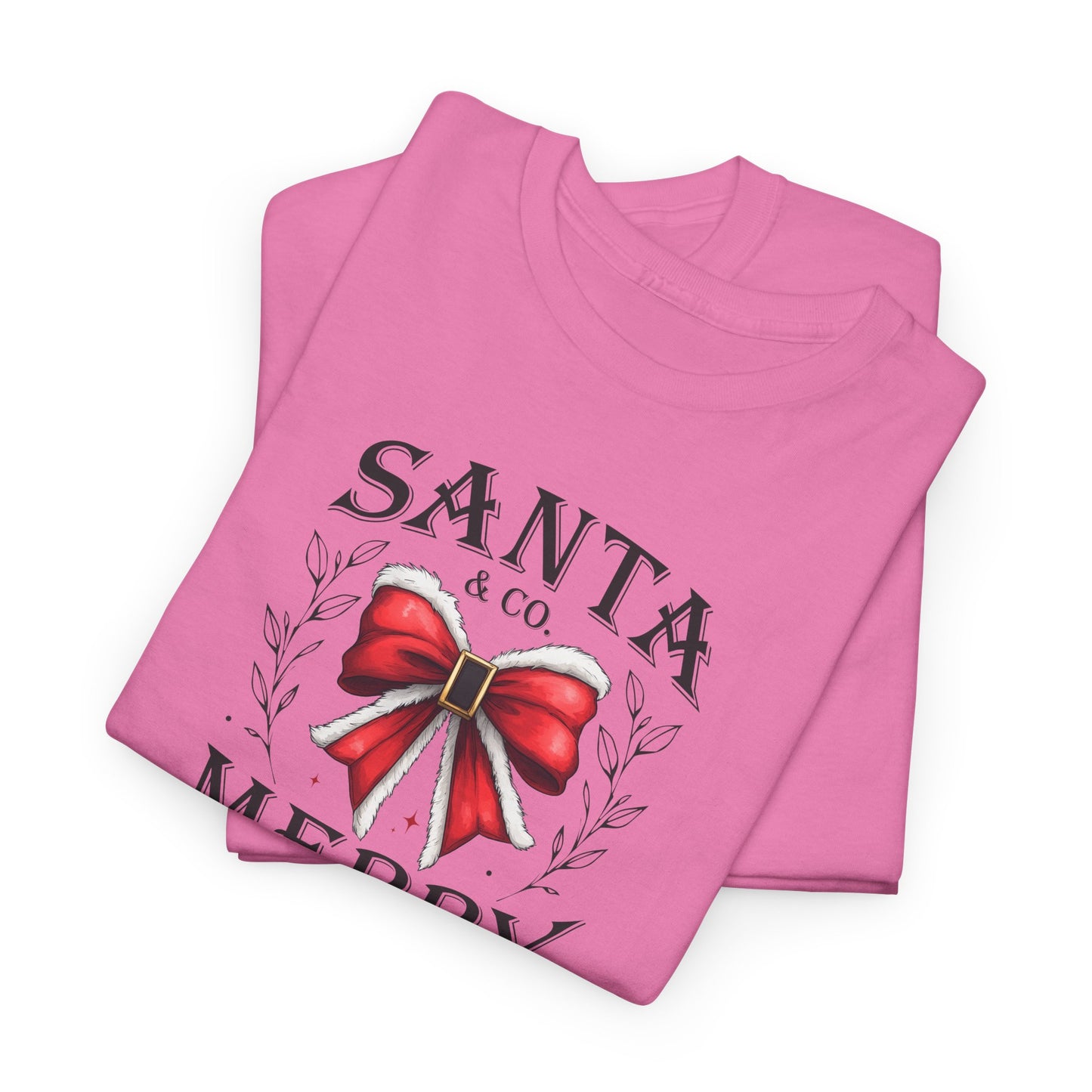 Christmas Santa And Co Merry Holiday Season Unisex Tee Shirt, Christmas Bow Crewneck Winter Party Outfit