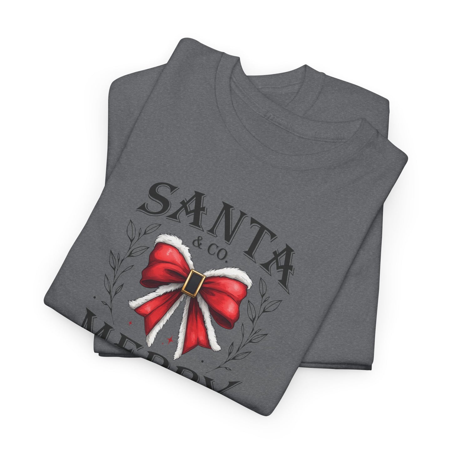 Christmas Santa And Co Merry Holiday Season Unisex Tee Shirt, Christmas Bow Crewneck Winter Party Outfit