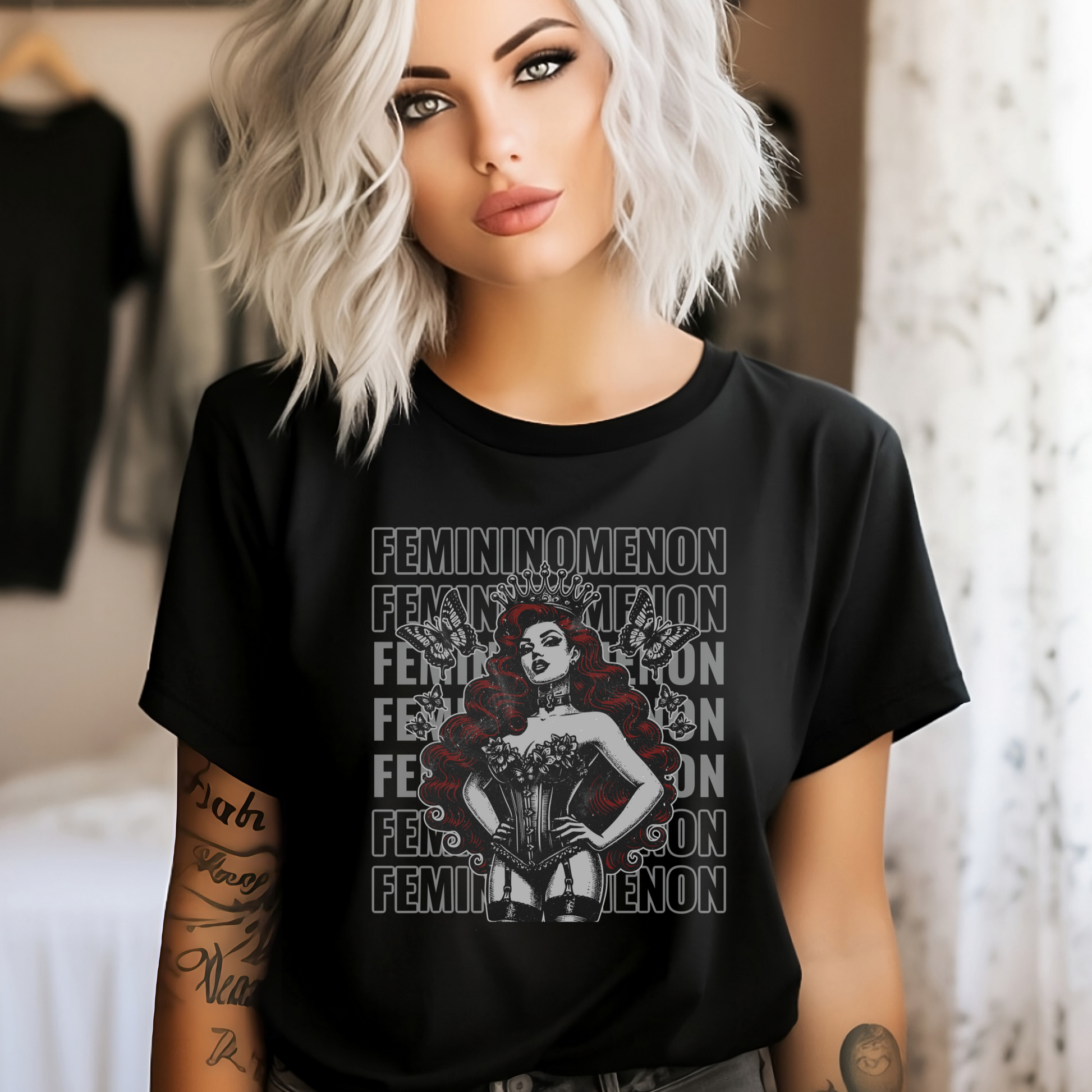 Chappell Roan FEMININOMENON Shirt Sapphic T Shirt Lesbian Pride Queer Graphic Tee Dark T-Shirt Distressed Look