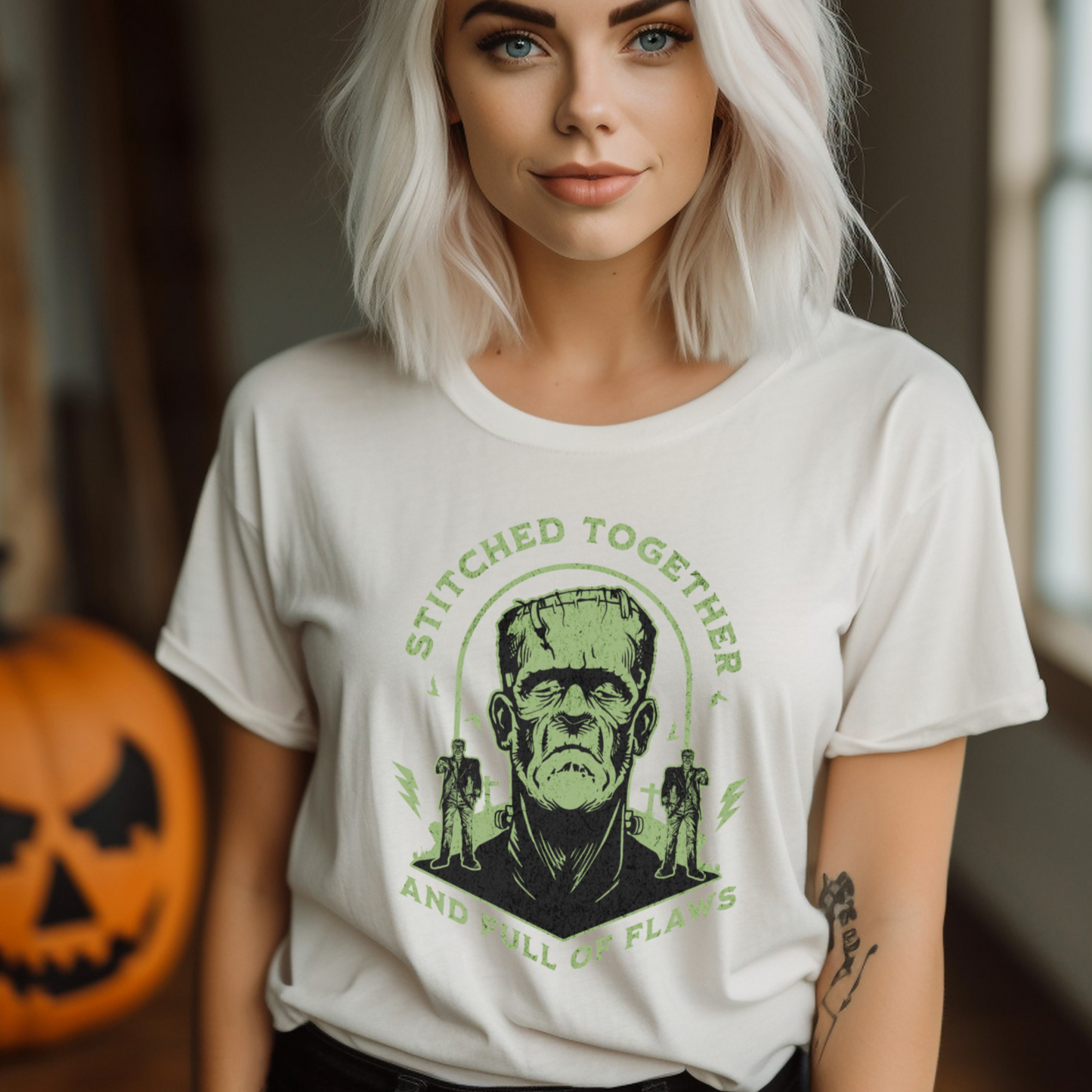 Frankenstein Monster Vintage Halloween inspired T-Shirt Distressed Style