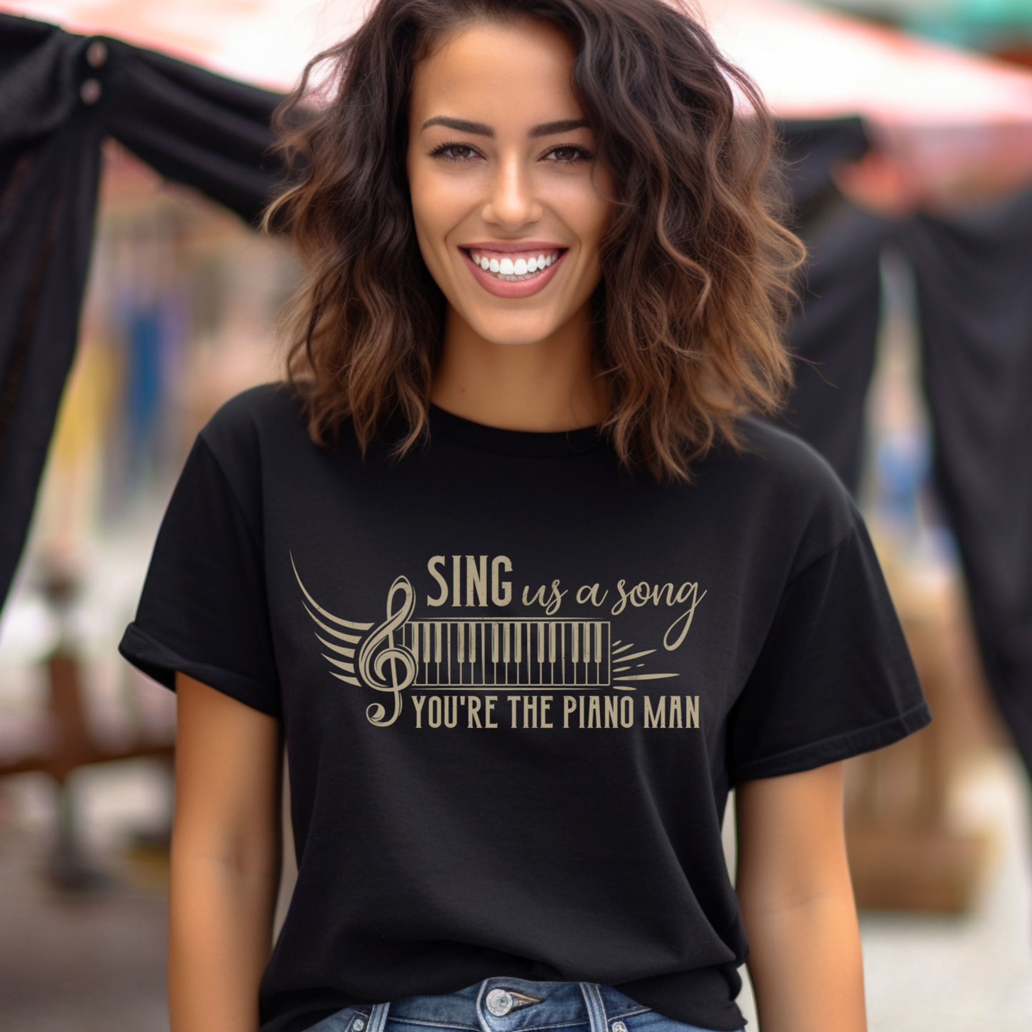 Sing Us A Song Piano Man Concert Vintage Style T-shirt